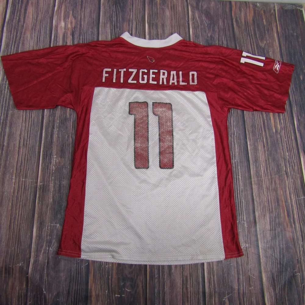 Arizona Cardinals Jersey‎ Mens Medium Red White NFL Football Reebok Fitzgerald - Picture 3 of 5